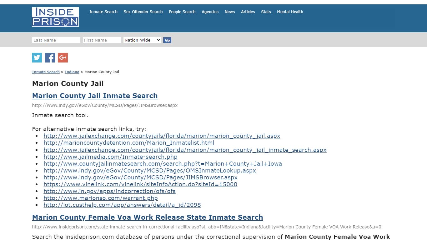 Marion County Jail - Indiana - Inmate Search - Inside Prison